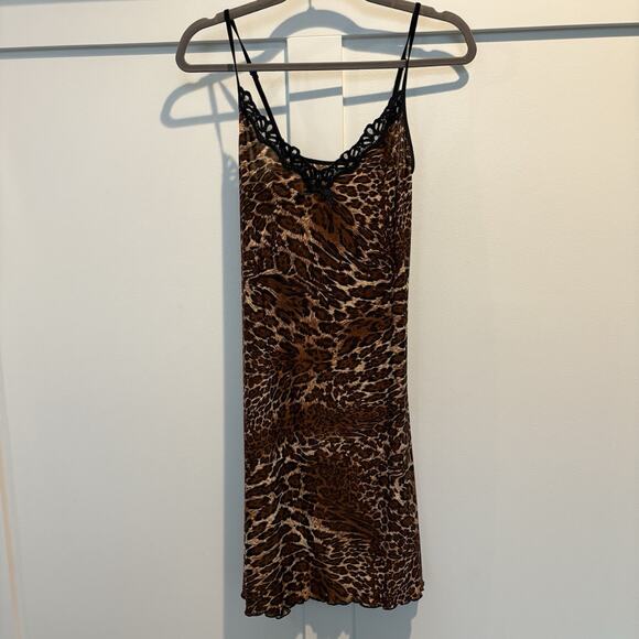 Vintage Rampage Leopard Print Mini Slip Dress Y2K Sequins - Picture 3 of 15